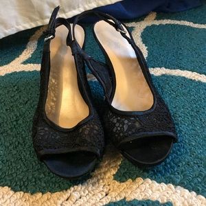 Nine West black lace heels
